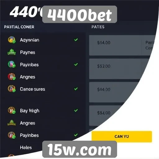 Opções de pagamento no site 4400bet